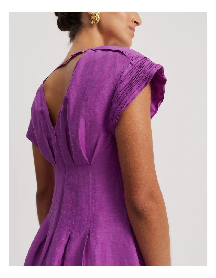 Tuck Detail Mini Dress in Vivid Purple image 2