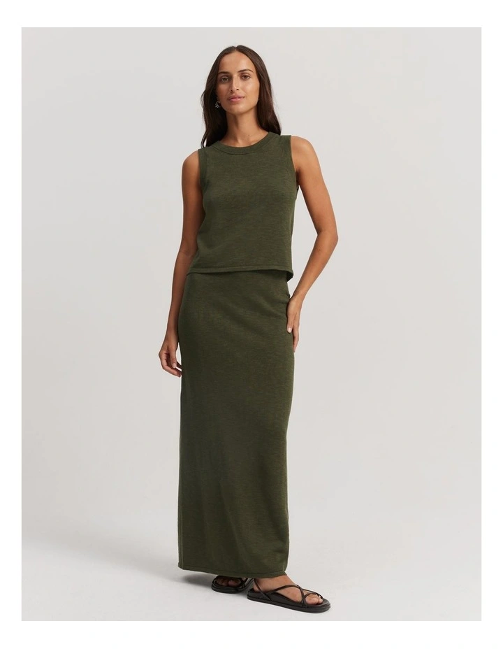 Country Road Cotton Linen Tank in Dark Olive | MYER
