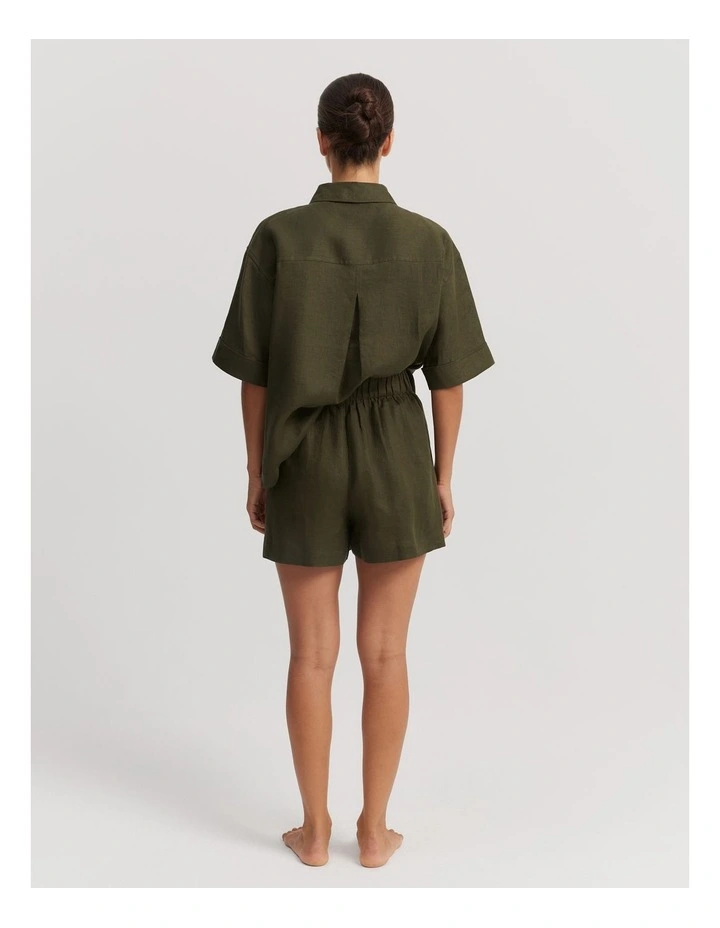 Organically Grown Linen Lounge Set in Dark Olive image 4