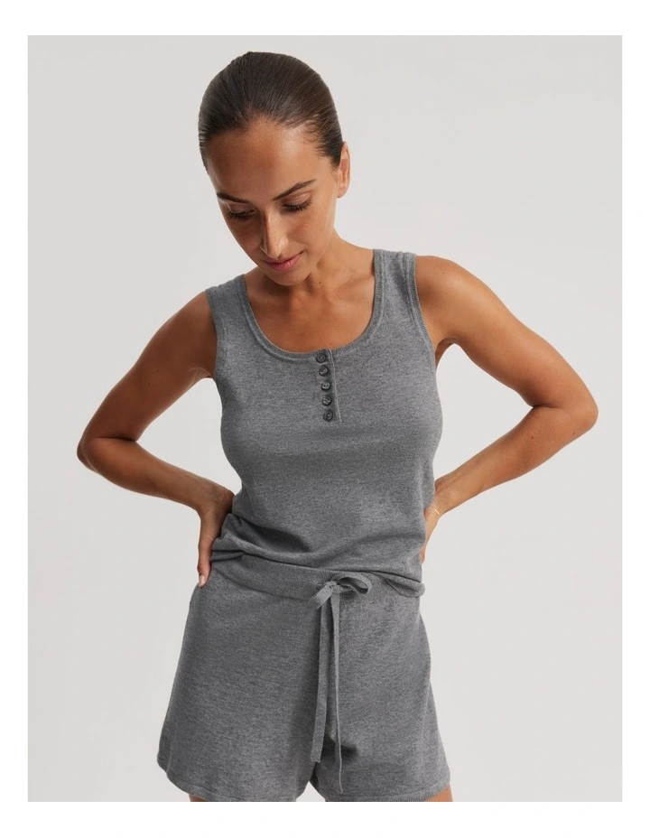 Organically Grown Cotton Blend Lounge Knit Set in Charcoal Marle image 1