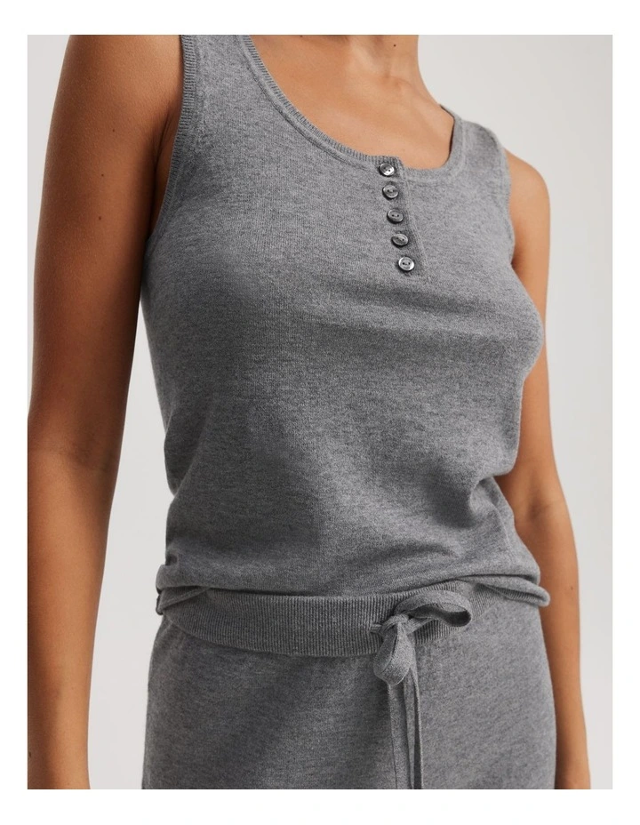 Organically Grown Cotton Blend Lounge Knit Set in Charcoal Marle image 2