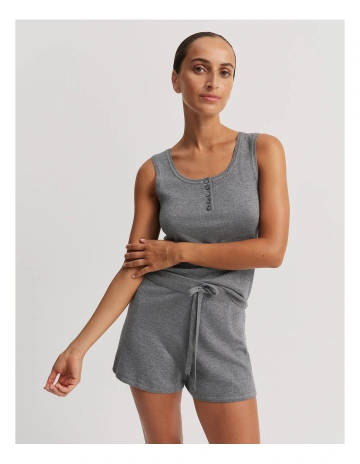 Organically Grown Cotton Blend Lounge Knit Set in Charcoal Marle image 3