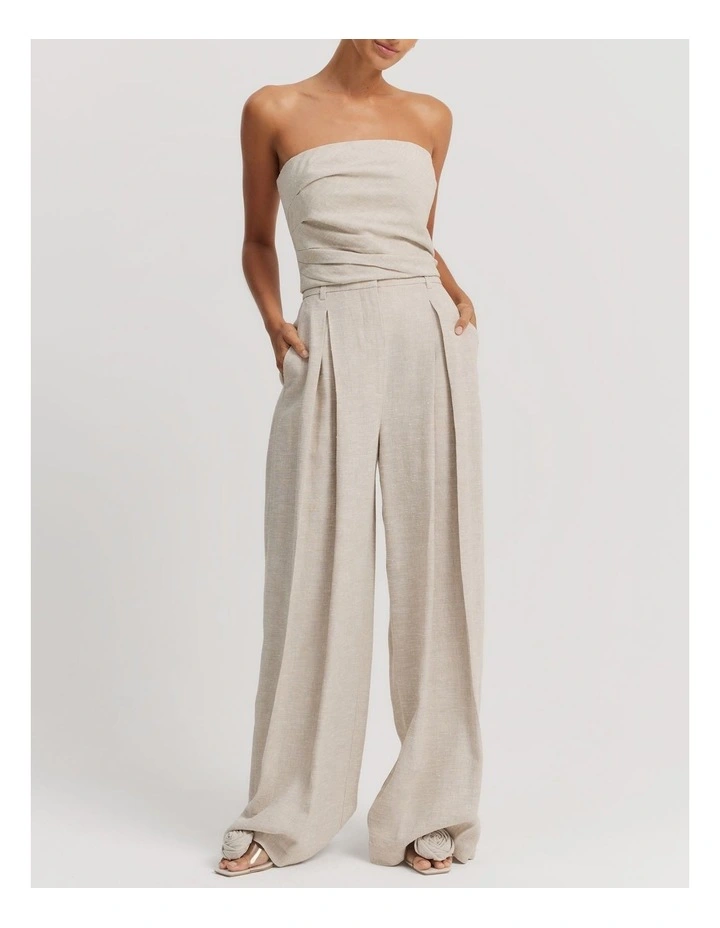 Textured Wide Leg Pant in Stone image 3