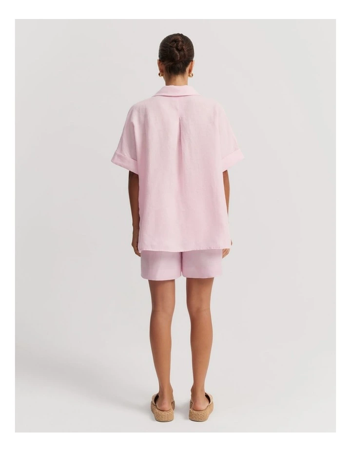 Organically Grown Linen Popover Shirt in Peony image 4