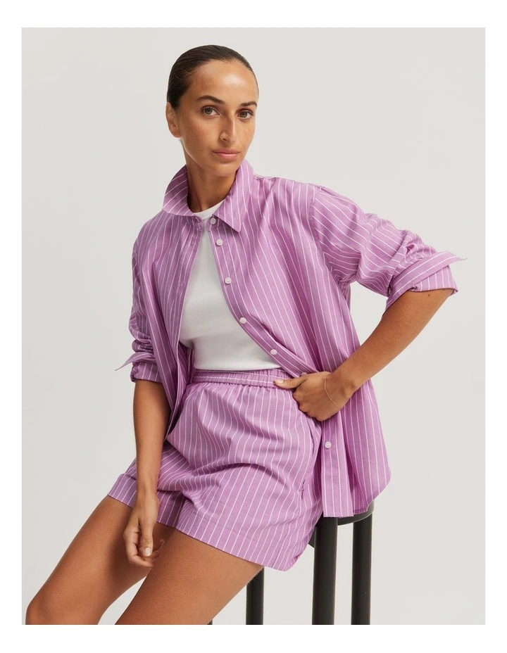 Australian Cotton Pinstripe Oxford Shirt in Vivid Purple image 1