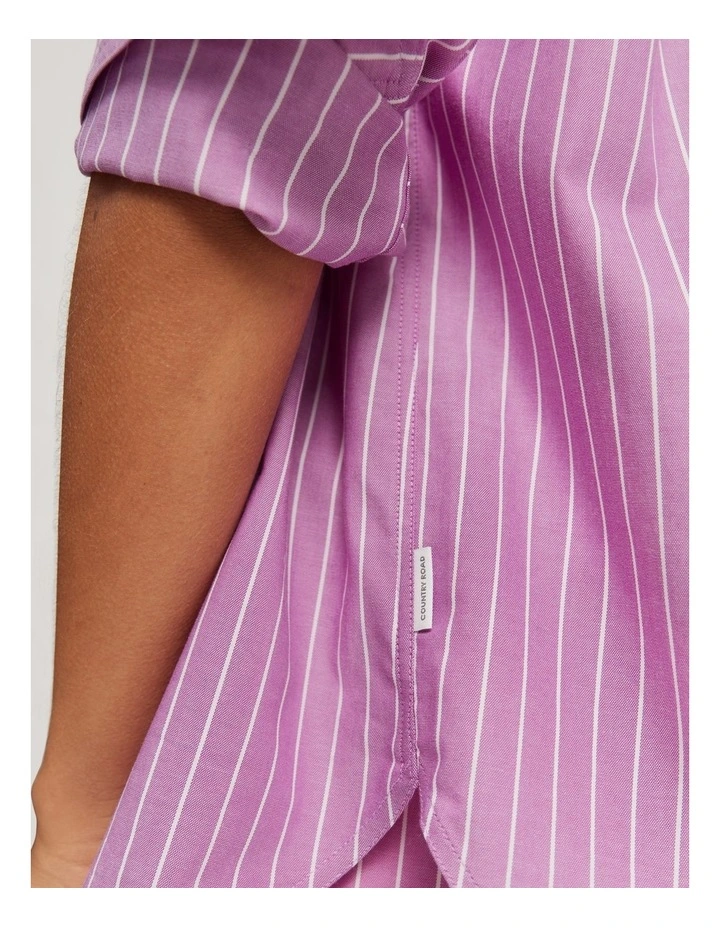 Australian Cotton Pinstripe Oxford Shirt in Vivid Purple image 2