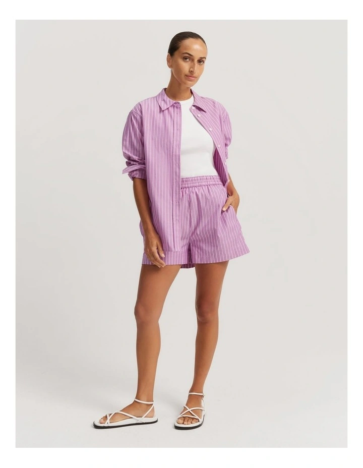 Australian Cotton Pinstripe Oxford Shirt in Vivid Purple image 3