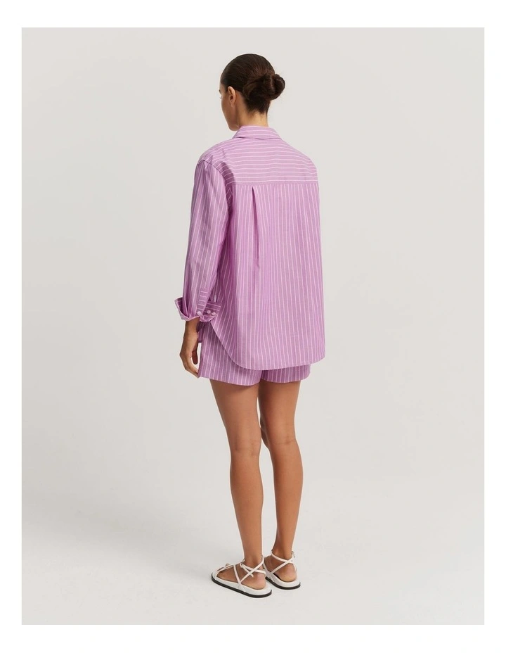 Australian Cotton Pinstripe Oxford Shirt in Vivid Purple image 4