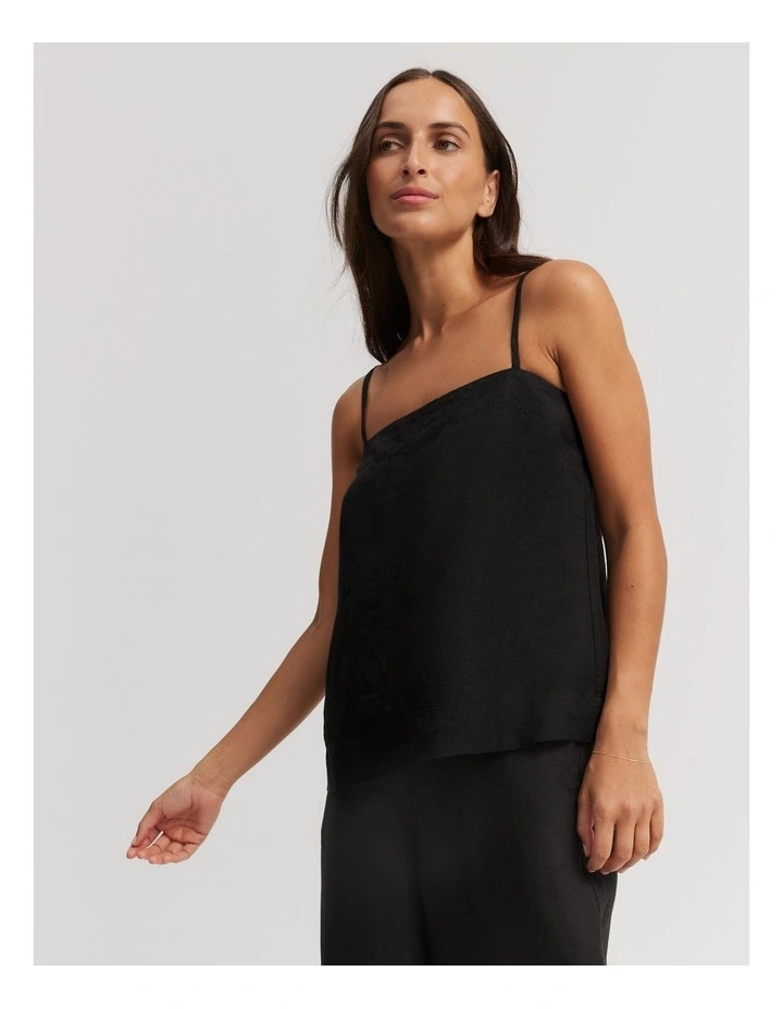 Linen Cami in Black image 1
