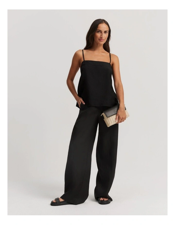 Linen Cami in Black image 3