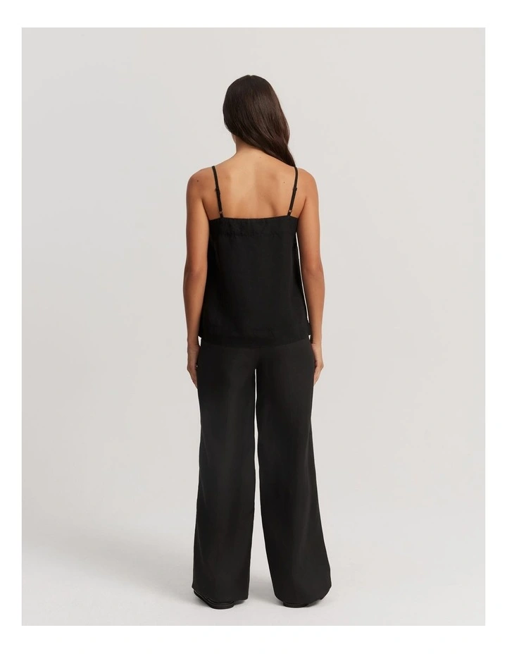 Linen Cami in Black image 4