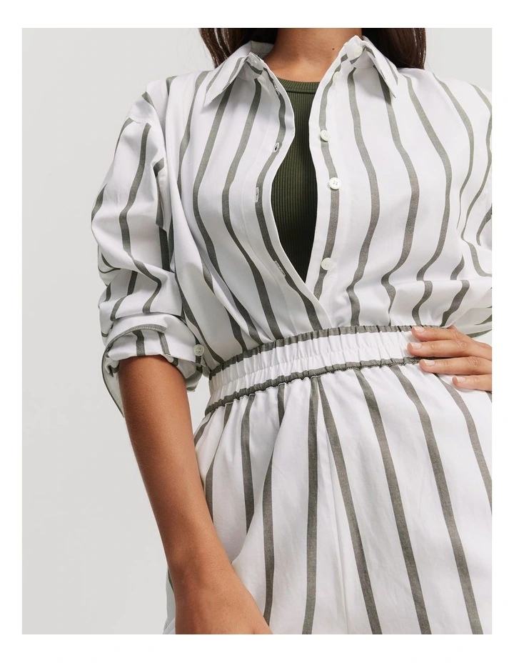 Australian Cotton Stripe Oxford Shirt in Dark Olive image 2