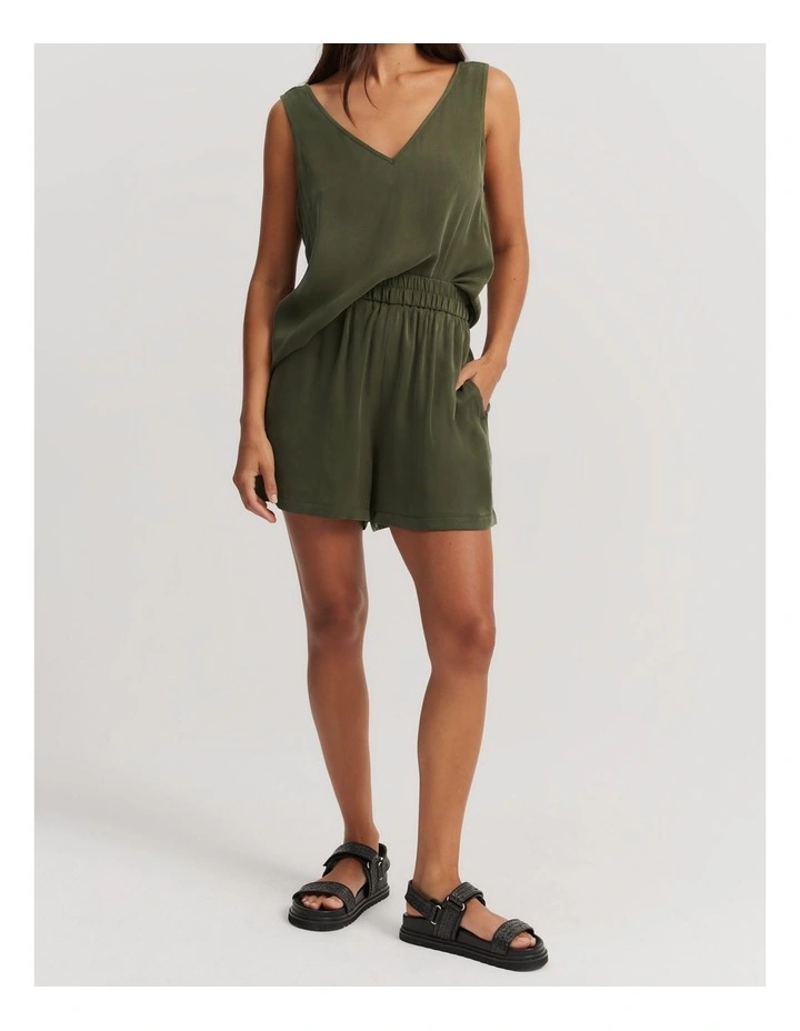 Cupro Short in Dark Olive image 1