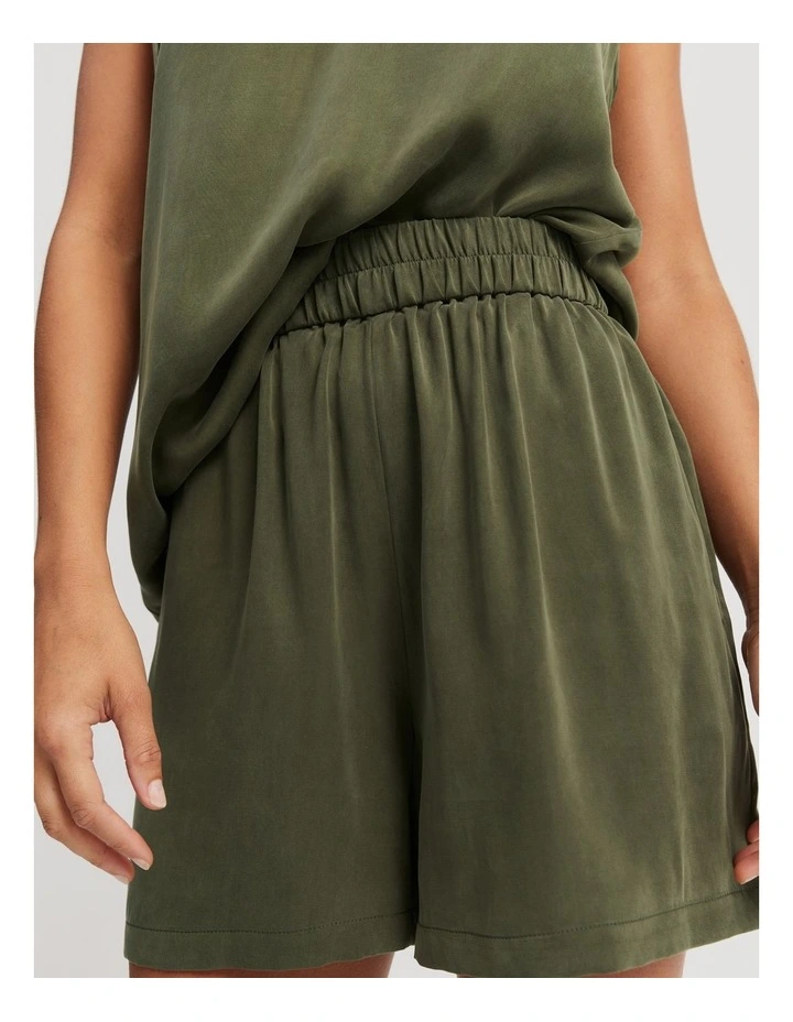 Cupro Short in Dark Olive image 2