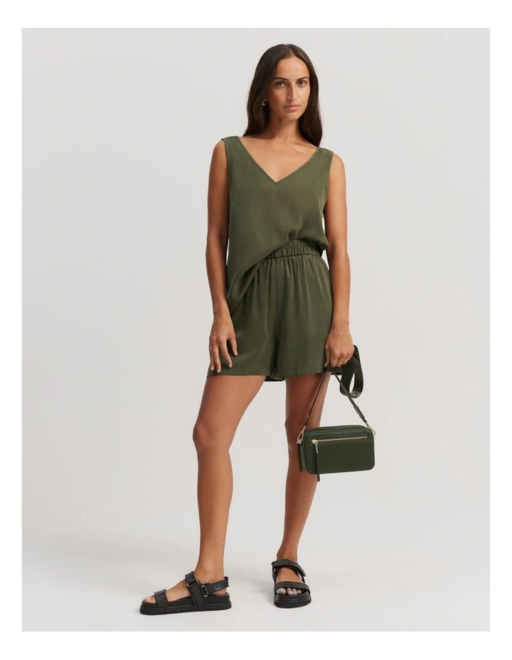 Cupro Short in Dark Olive image 3