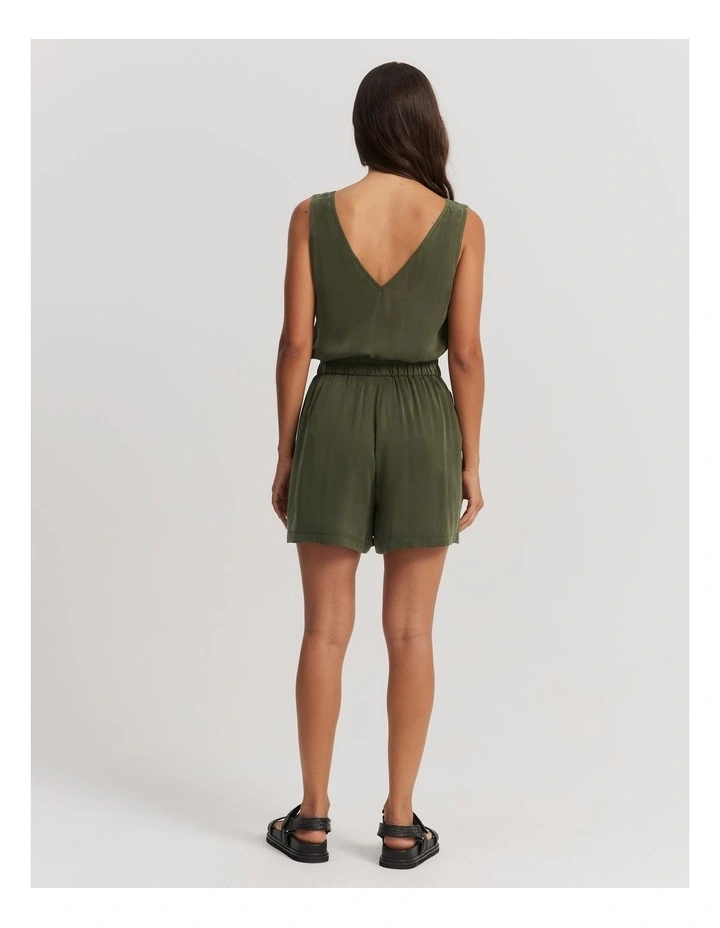 Cupro Short in Dark Olive image 4