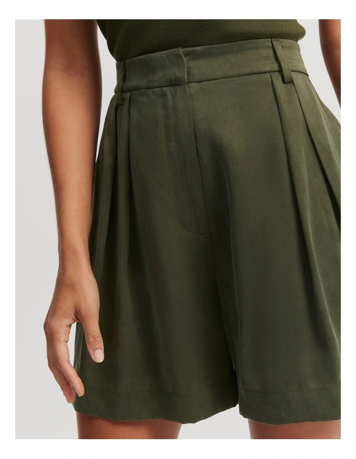 Fluid Pleat Short in Dark Olive image 2