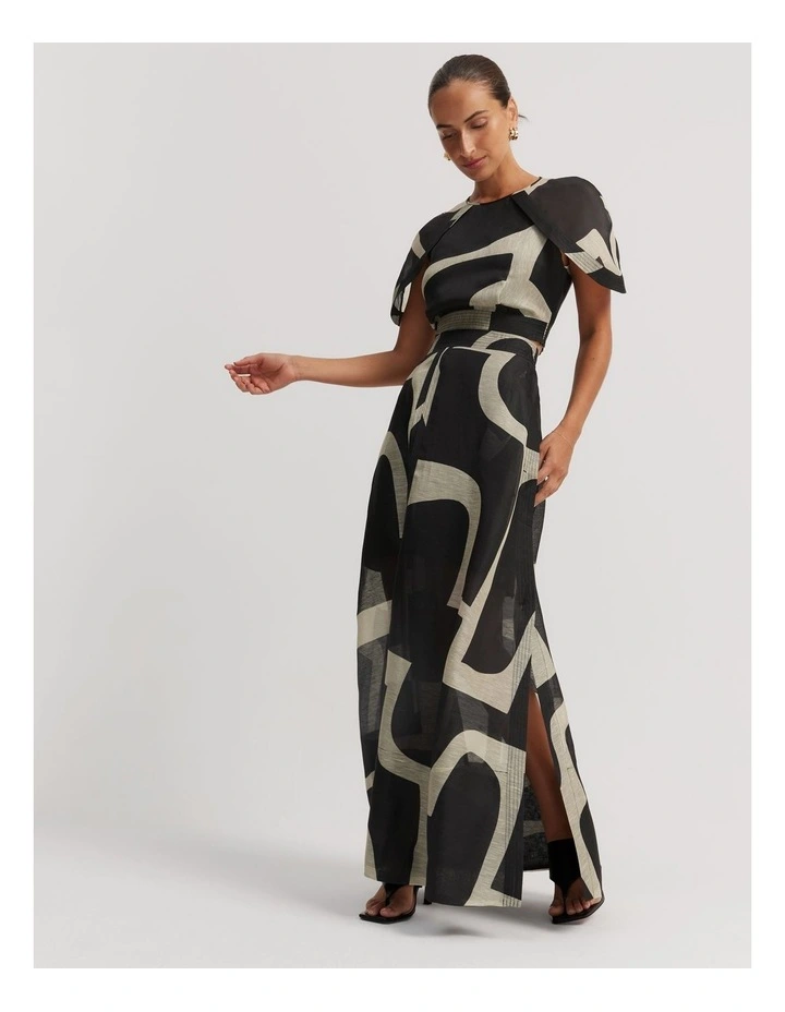 Organza Print Maxi Skirt in Stone Geo image 1