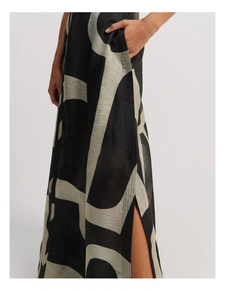 Organza Print Maxi Skirt in Stone Geo image 3