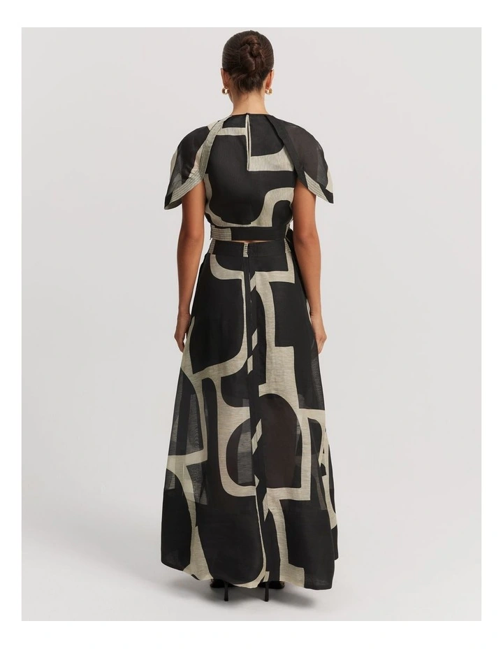 Organza Print Maxi Skirt in Stone Geo image 4
