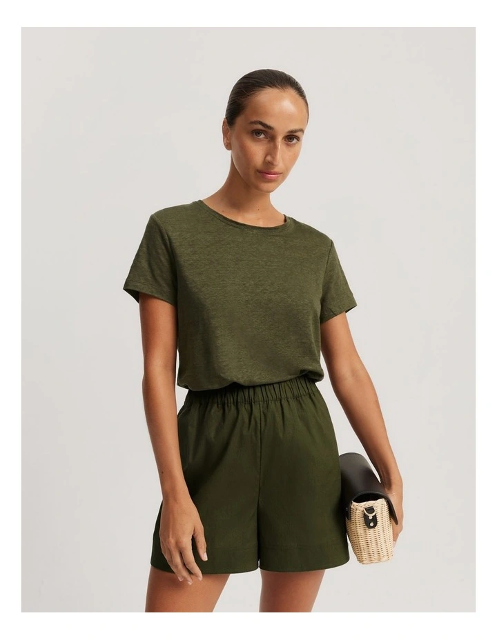 Linen Jersey T-shirt in Dark Olive image 2
