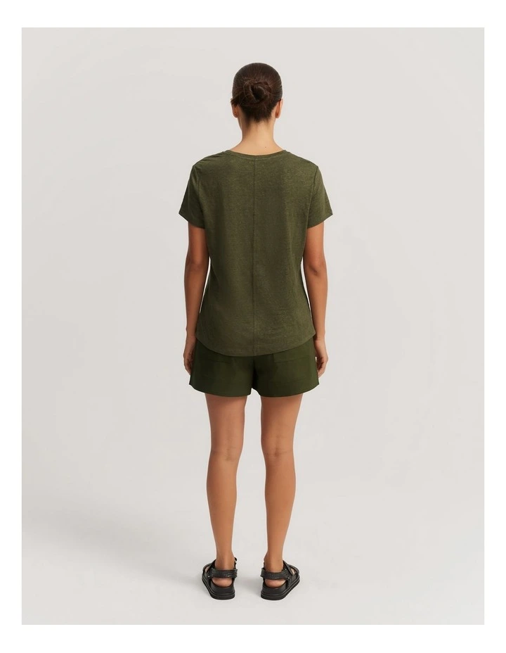 Linen Jersey T-shirt in Dark Olive image 4