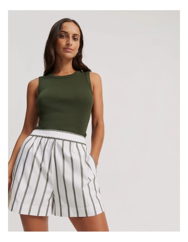 High Neck Rib Tank in Dark Olive image 1