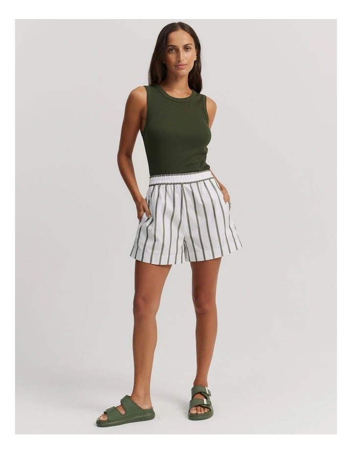 High Neck Rib Tank in Dark Olive image 2