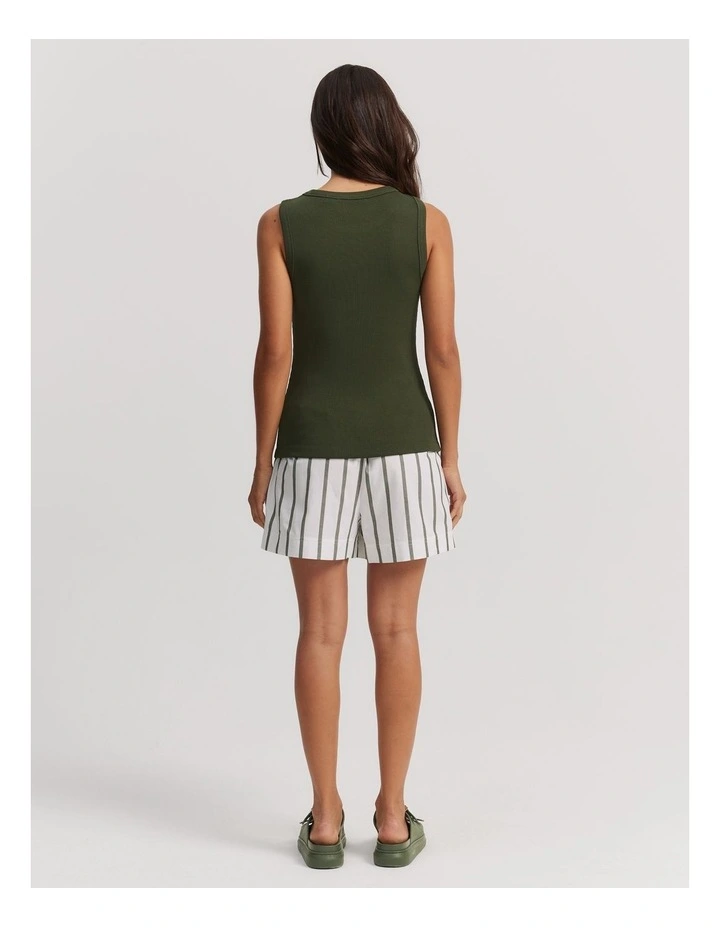 High Neck Rib Tank in Dark Olive image 4