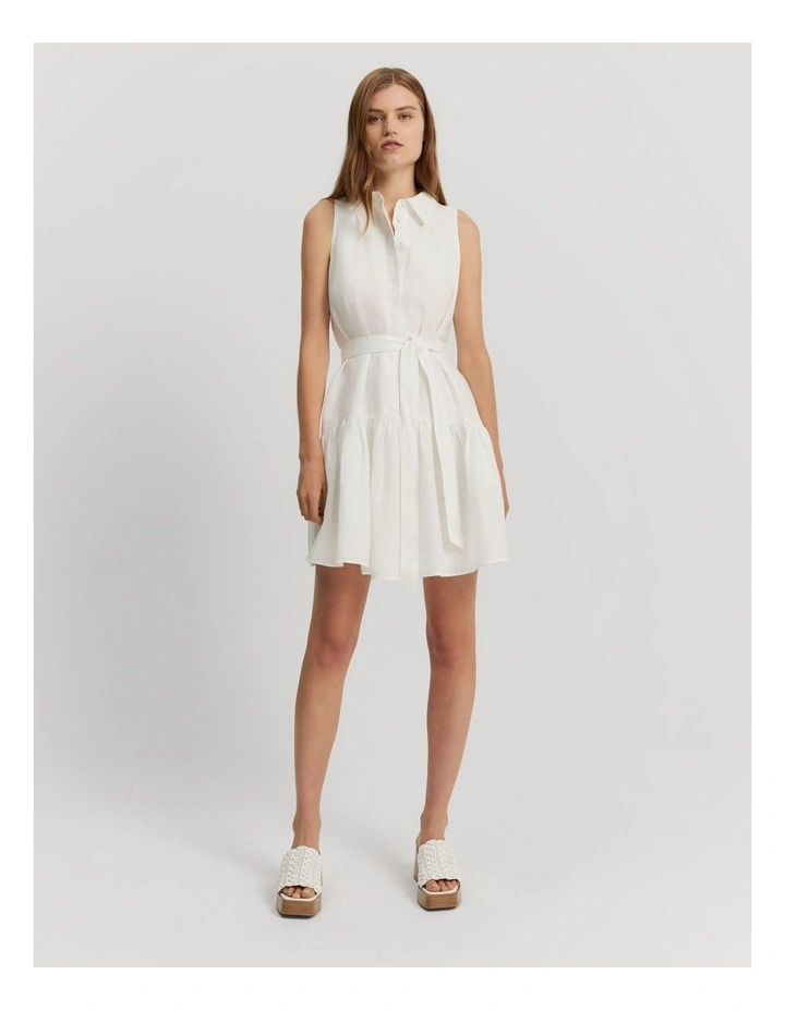 Tiered Mini Dress in White image 1