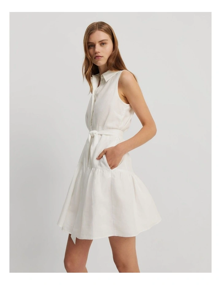 Tiered Mini Dress in White image 2