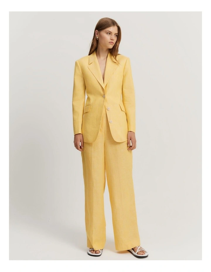 Country Road Organically Grown Linen Yarn Dyed Blazer In Canary MYER