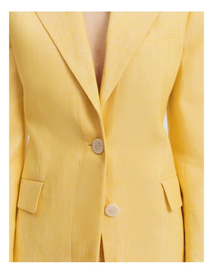 Country Road Organically Grown Linen Yarn Dyed Blazer In Canary MYER