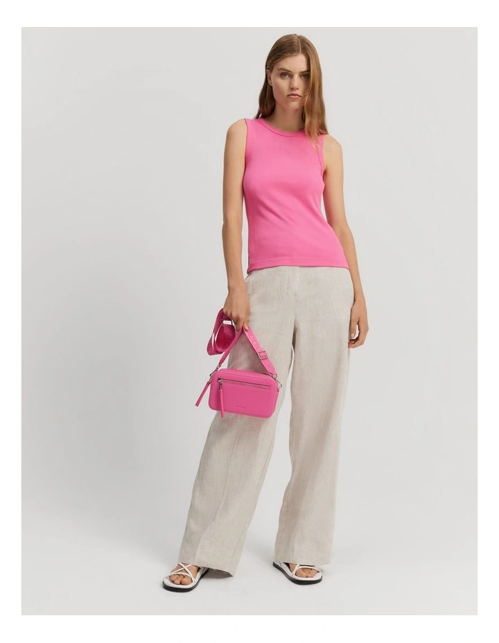 High Neck Rib Tank in Ultra Pink image 3