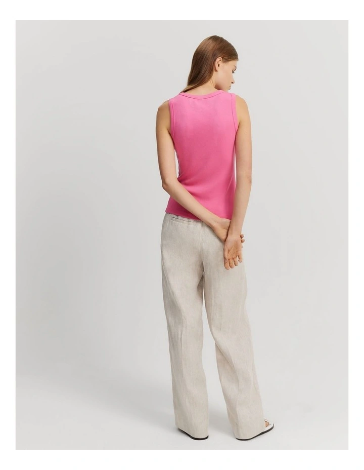 High Neck Rib Tank in Ultra Pink image 4