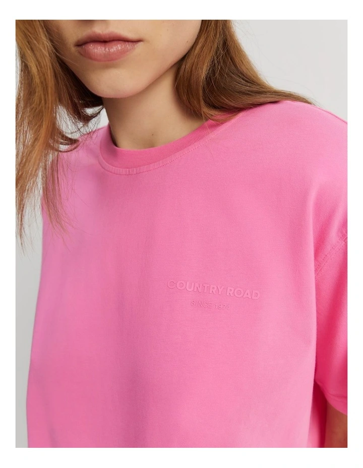 Cotton Washed Jersey T-Shirt in Ultra Pink image 2