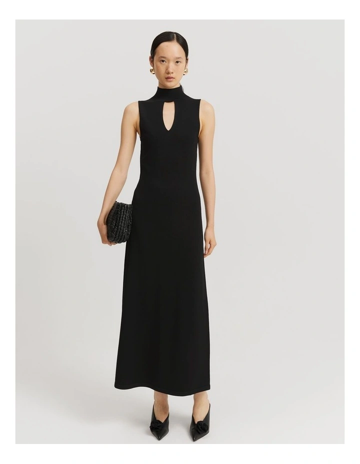 Column Knit Dress in Black image 1