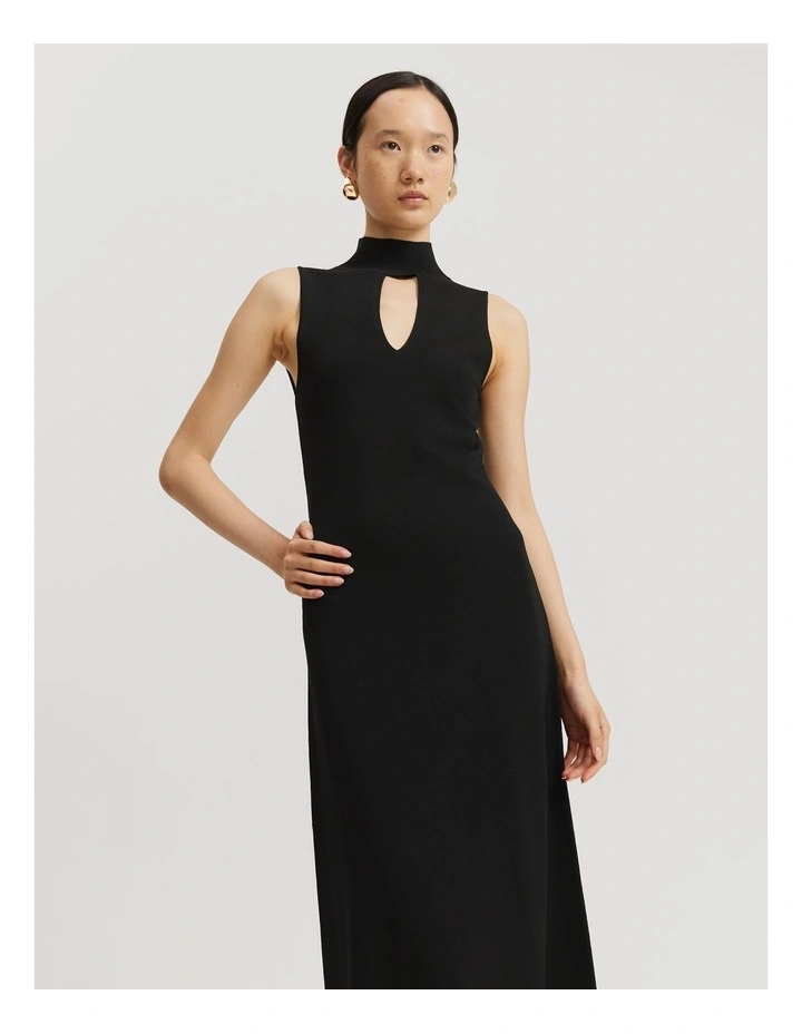 Column Knit Dress in Black image 2