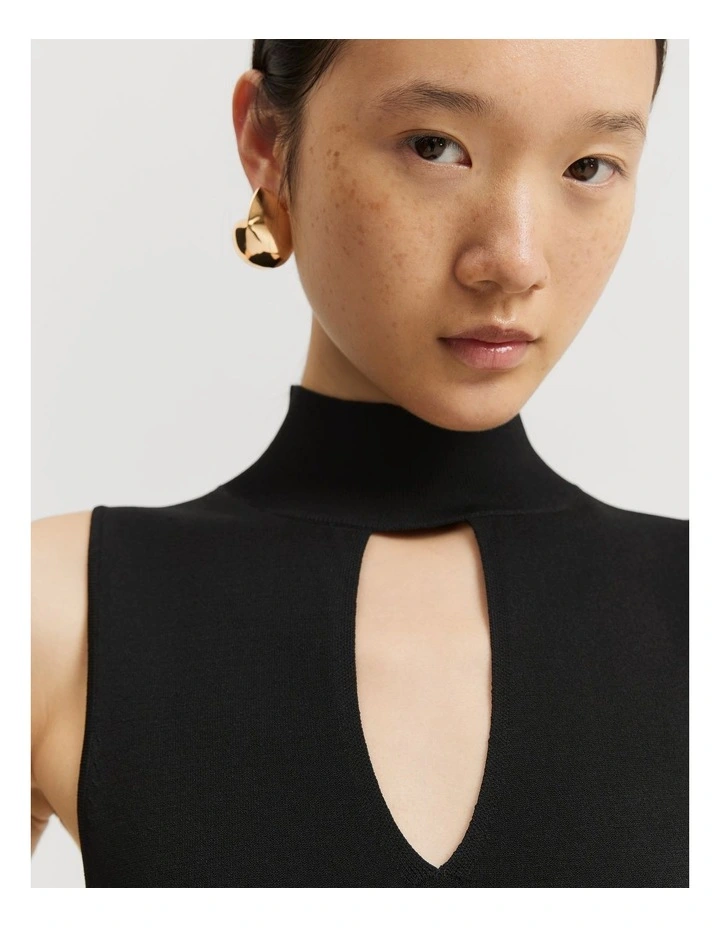 Column Knit Dress in Black image 3