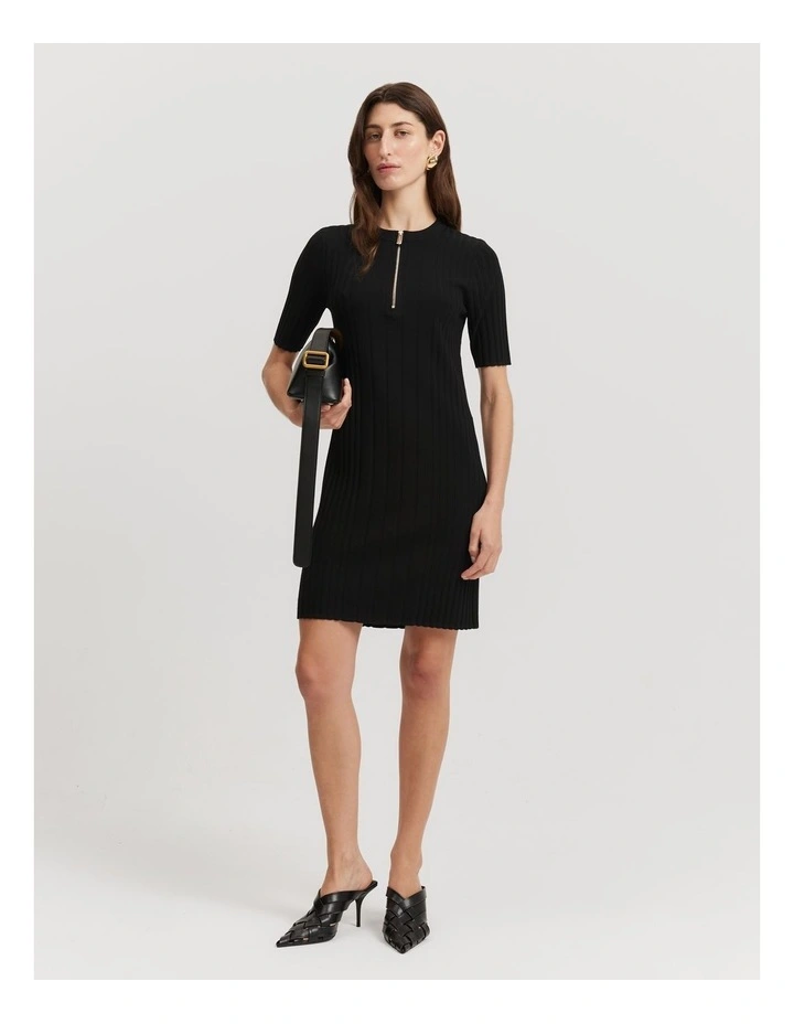 Knit Mini Dress in Black image 1