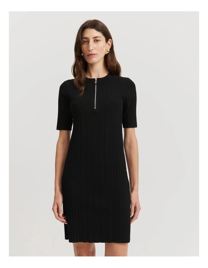 Knit Mini Dress in Black image 2