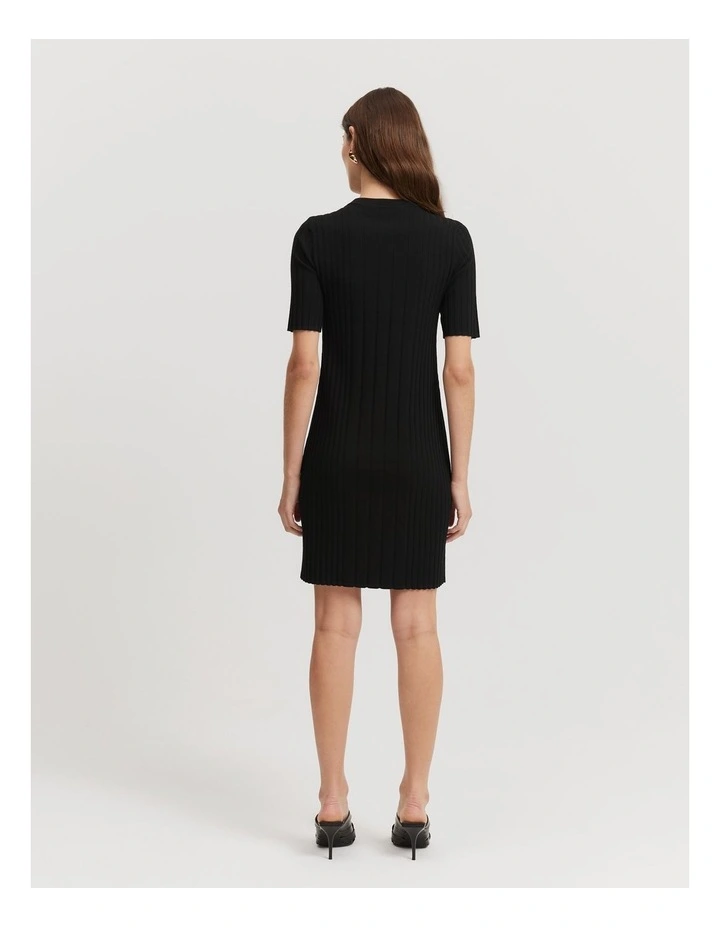 Knit Mini Dress in Black image 4