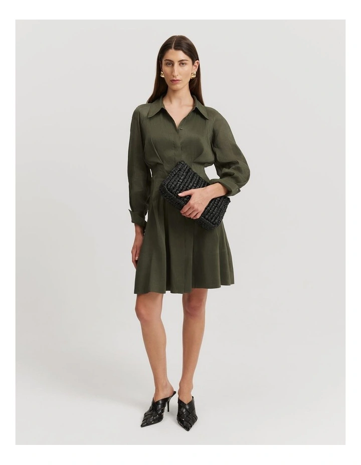 Country Road Tuck Detail Shirt Dress in Hunter Green | MYER
