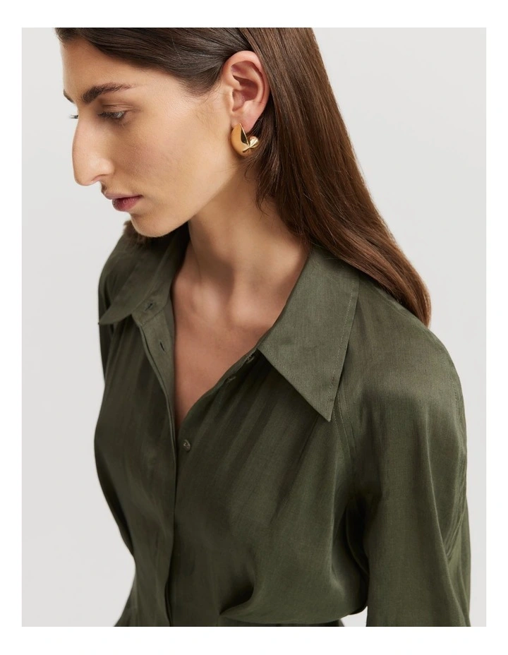 Country Road Tuck Detail Shirt Dress in Hunter Green | MYER