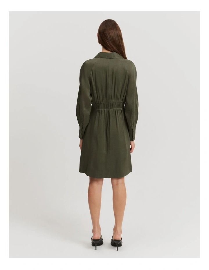 Country Road Tuck Detail Shirt Dress in Hunter Green | MYER