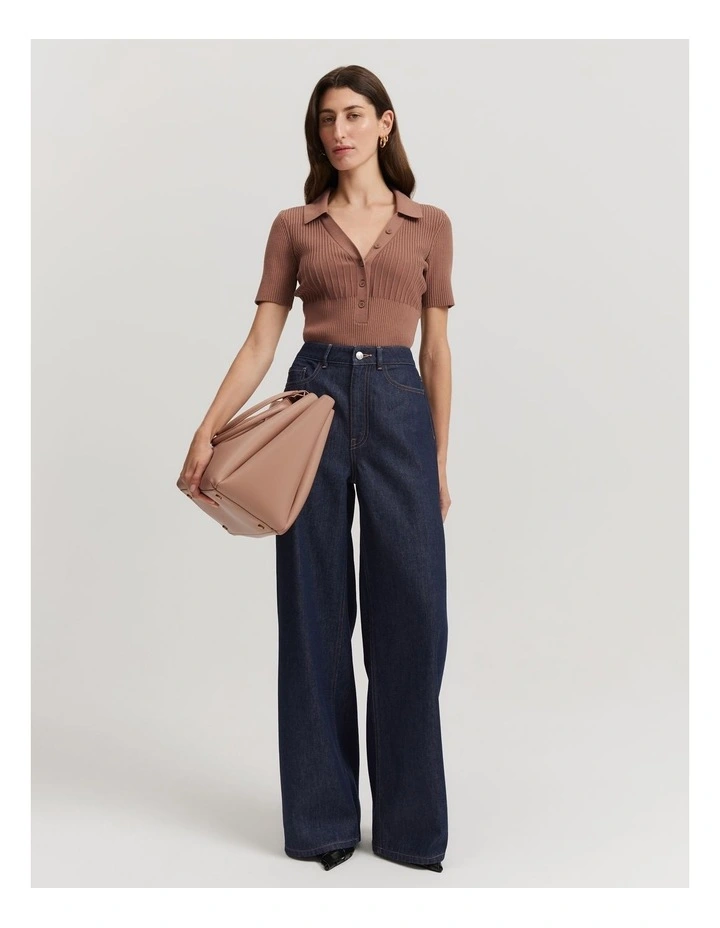 Variegated Rib Top in Biscuit image 3