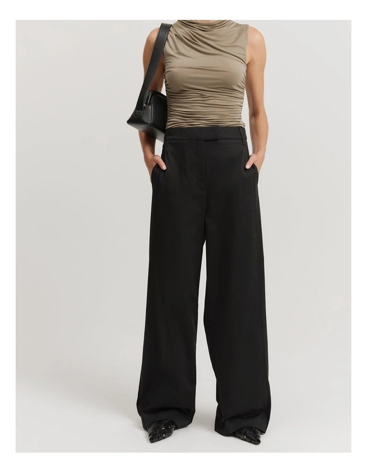 Cotton Tailored Pant in Black image 1