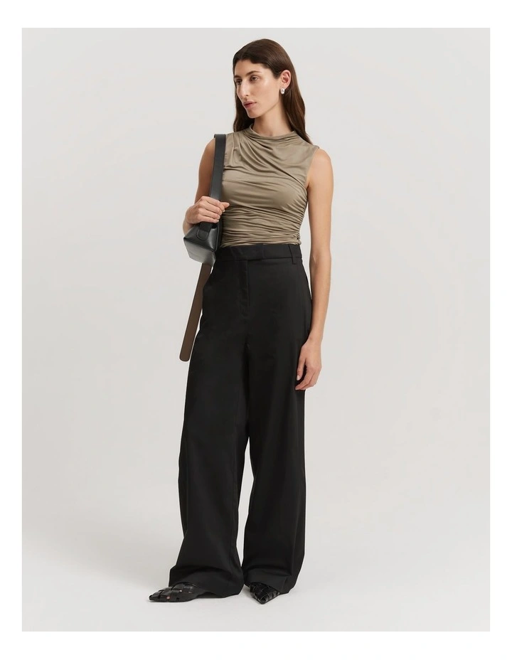 Cotton Tailored Pant in Black image 2