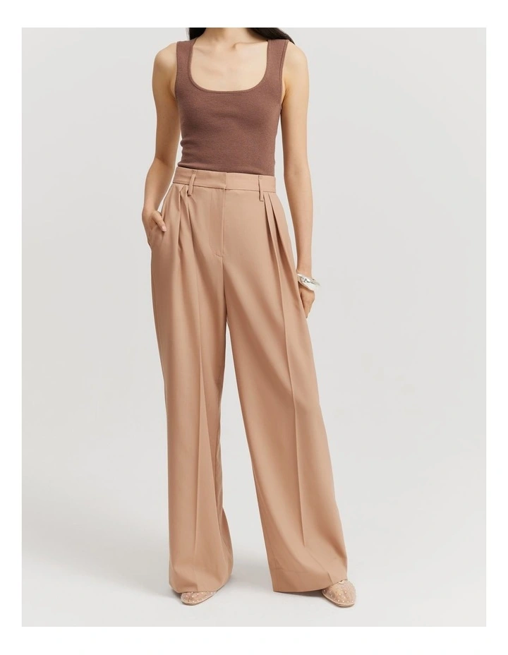 Pleat Wool Pant in Nougat image 1