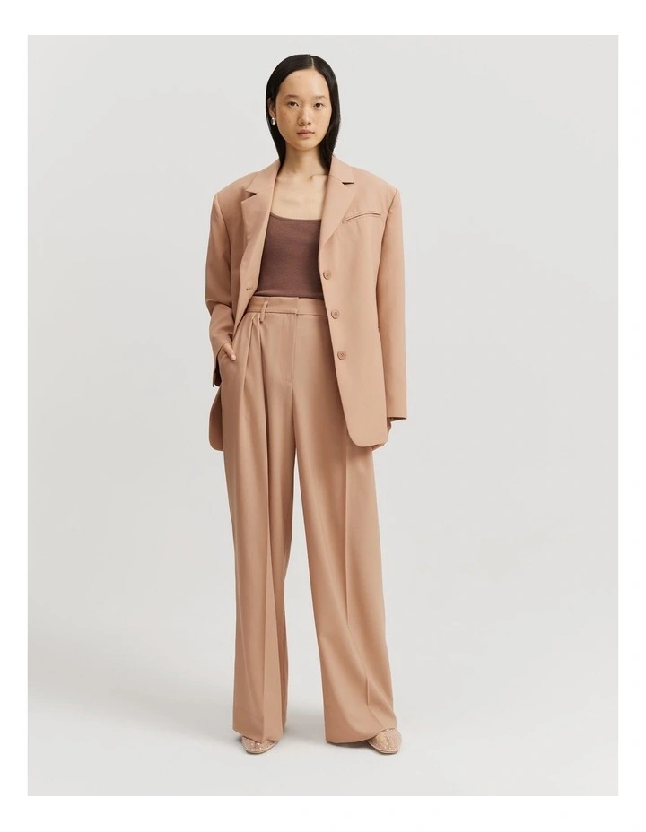 Pleat Wool Pant in Nougat image 3